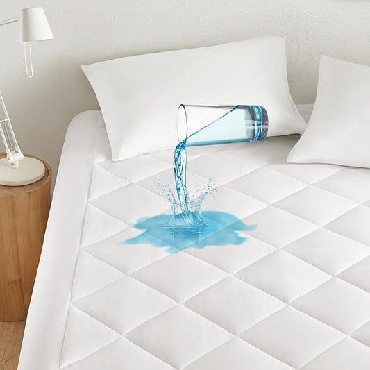 Sleep Philosophy Waterproof Mattress Protector Cal King Size Mattress Pad, 3M Scotchgard, Quilted & Fitted Microfiber Mattress Topper, Noisless & Deep Pocket Fits Up to 20" Mattress, Cal King White
