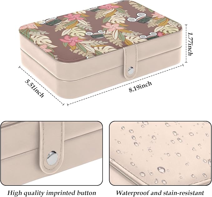 Cute Jewelry Box Small Portable Jewelry Case Travel Jewellery Holders Jewellery Organizer for Necklaces Earrings Rings Bracelets Birthday Christmas Gifts for Mom Wfie Girlfriend Daughte - Image 2