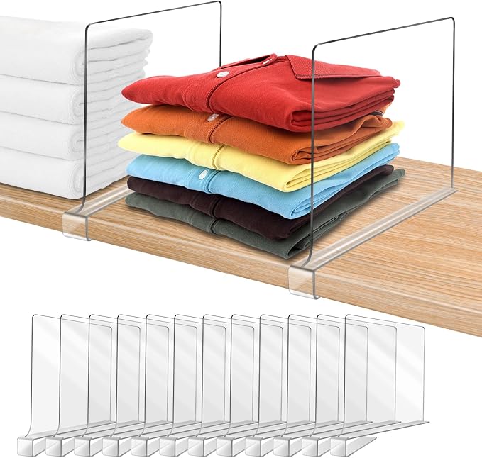 Acrylic Shelf Dividers for Closet Organization 16Pack Closet Shelf Divider Closet Dividers for Shelves Shelf Organizer for Closet Shelf Organizer for Wood Closet Separator Clear by OMGelic