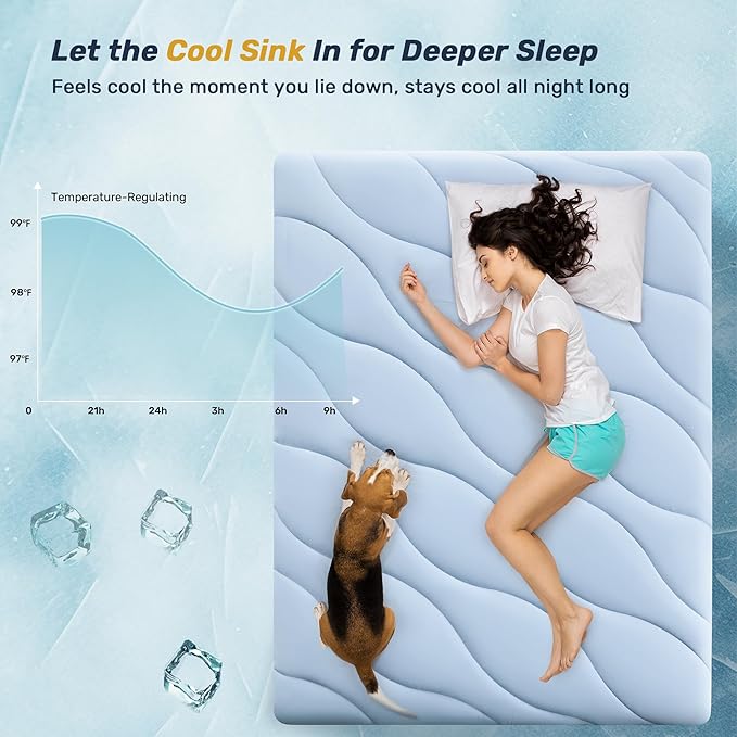 Waterproof Cooling Mattress Pad California King, Cooling Mattress Protector for Hot Sleepers, 5-Layers Noiseless Washable Mattress Cover with 8"-21" Deep Pocket (Light Blue, 72x84)