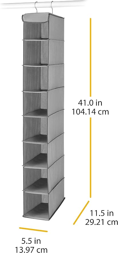 Whitmor Hanging Shoe Shelves - 8 Section - Closet Organizer - Grey - Image 3