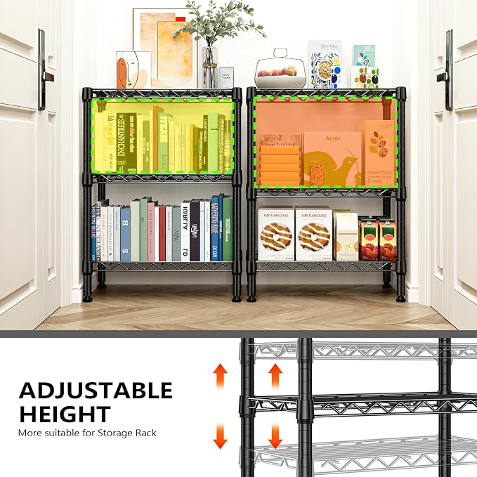 M MZG 750 lbs 3 Tier Shelf Metal Storage Shelves Wire Rack Closet Organizers with PP Board for Garage Kitchen Bathroom Laundry Black 11.8" D x 21.7" W x 28.6" H - Image 6