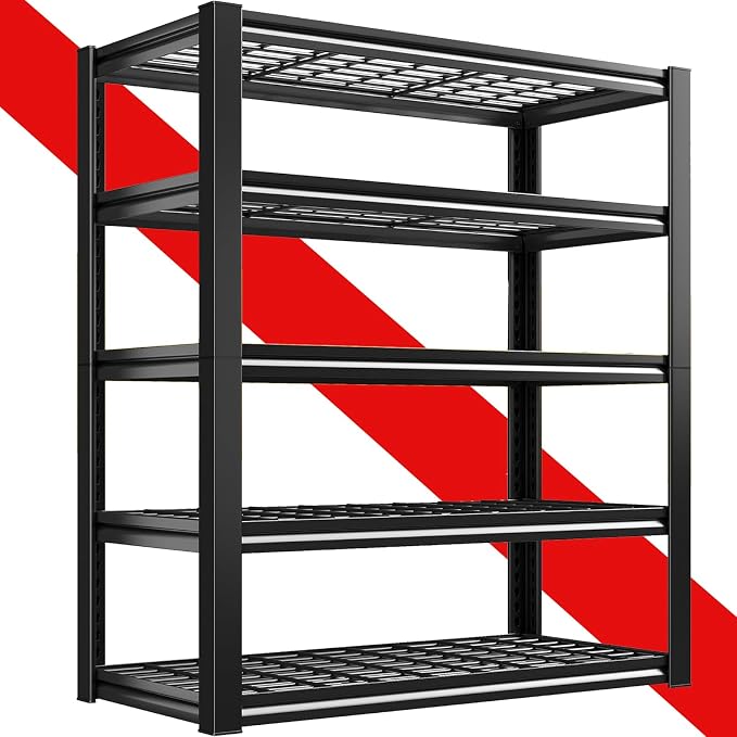 72H Storage Shelves Heavy Duty,2800 LBS Garage Storage Shelves,5-Tier Adjustable Metal Shelving,for Garage,Warehouse,Basement,Pantry,16"x35.5"x72" by Unknown
