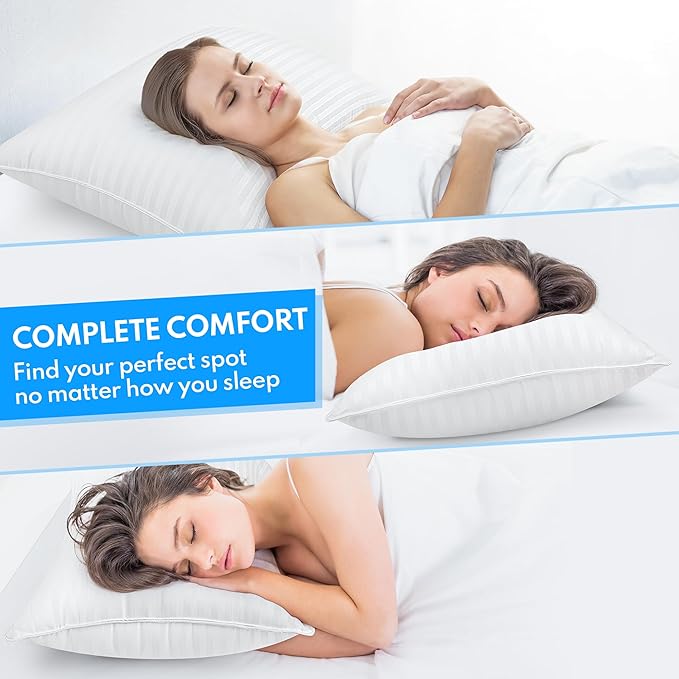 Bed Pillows King Size Set of 2 - Breathable Premium Down Alternative Cooling Pillows for Side, Back, and Stomach Sleepers Hotel Quality Fluffy Soft Microfiber Fill Skin-Friendly