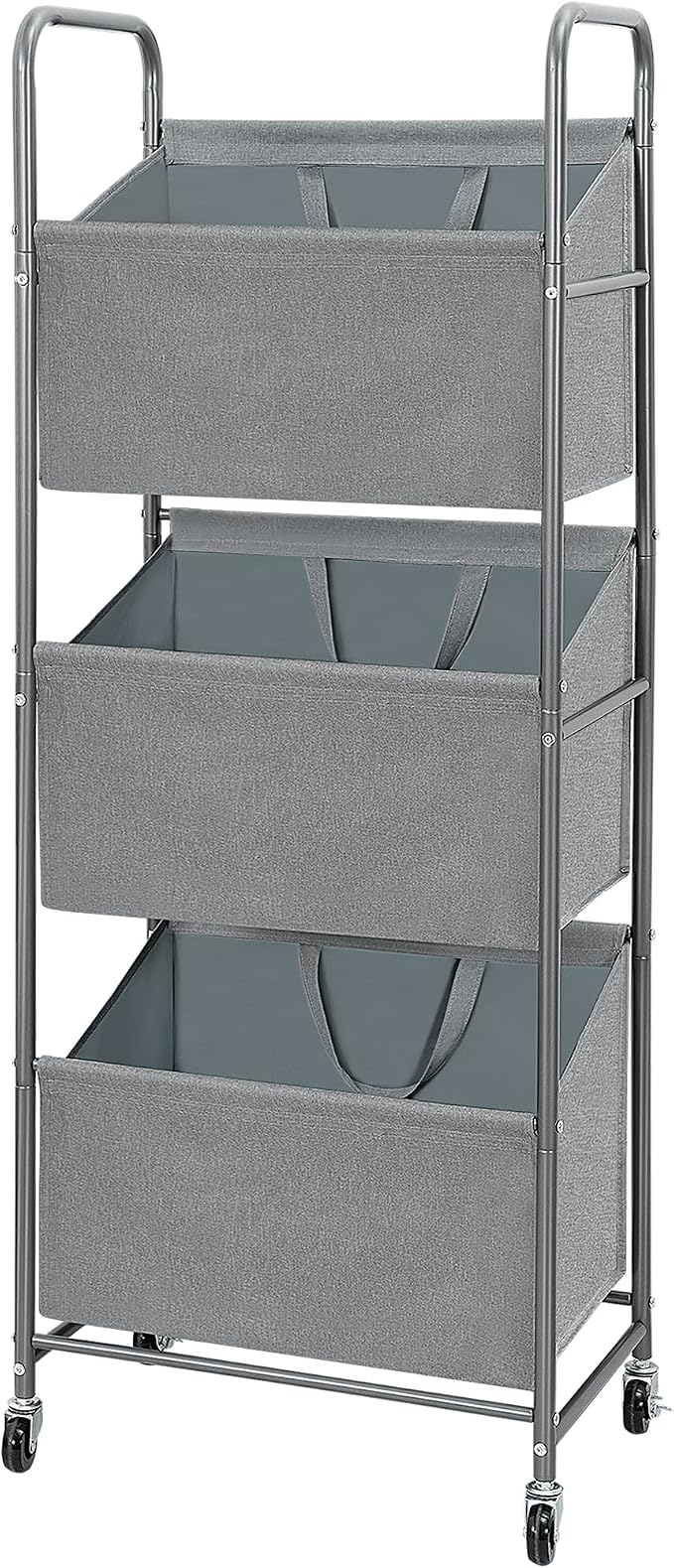 STO STO 3-Tier Vertical Rolling Laundry Hamper with Removable Bags, 120L Stackable Laundry Sorter Basket, Clothes Hamper with Wheels for Small Spaces, Closet, Bedroom, Bathroom, Laundry Room, Gray by STOSTO