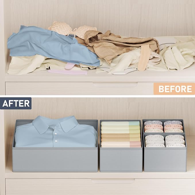 DIMJ Drawer Organizer Clothes Storage - 24 Pack Baby Dresser Organizer for Nursery, Small Fabric Closet Drawer Organizer Bins for Underwears Socks, Foldable Storage Dividers Organization for Bedroom - Image 7