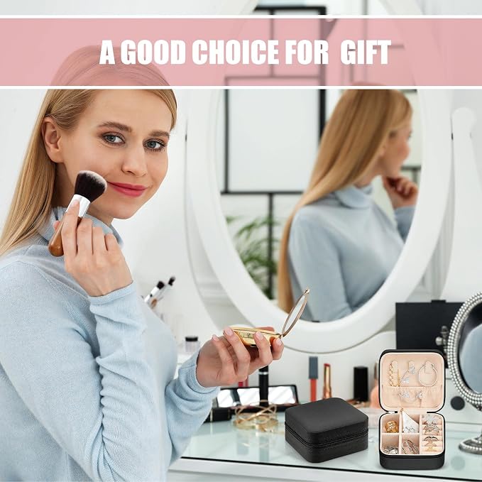Taiyin Travel Jewelry Case, Bridesmaid Gifts Mini Jewelry Organizer, PU Leather Portable Earring Box for Women Girls - Image 5