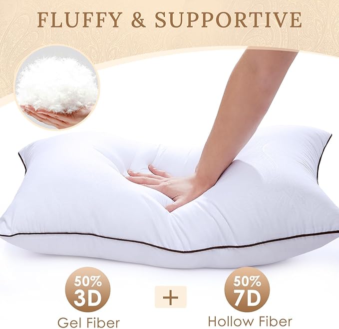HUXMEYSON Pillows Queen Size Set of 4, Luxury Hotel Bed Pillows Set with Down Alternative Filling for Side and Back Sleepers