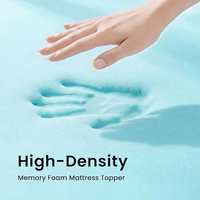 3 Inch Gel Memory Foam Mattress Topper Queen, Cooling Mattress Topper with Removable & Washable Bamboo Cover, CertiPUR-US Certified