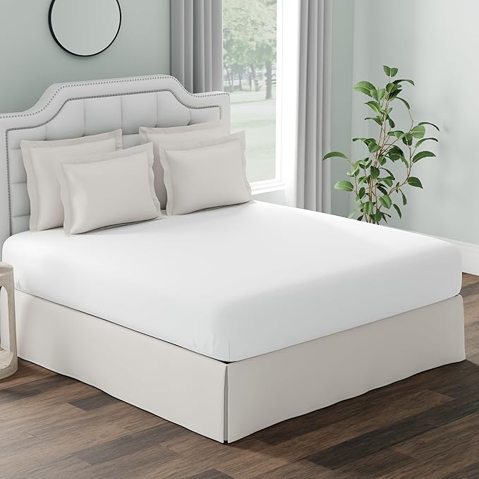 Fresh Ideas Fitted Vinyl Mattress Protector, Waterproof, Hypoallergenic, 14" Pockets, King