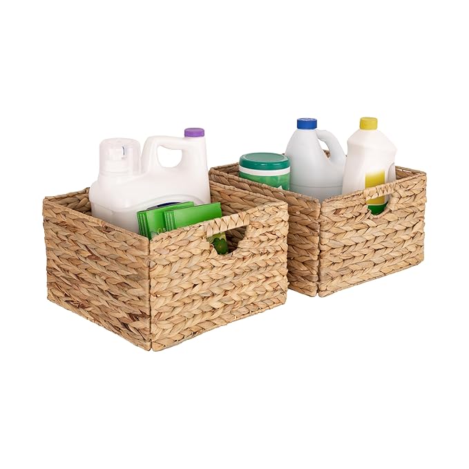 Seville Classics Premium Natural Handwoven Portable Laundry Bin Basket with Carrying Handles, Household Storage for Clothes, Linens, Sheets, Toys, Natural Water Hyacinth, Rectangular (2-Pack) - Image 3