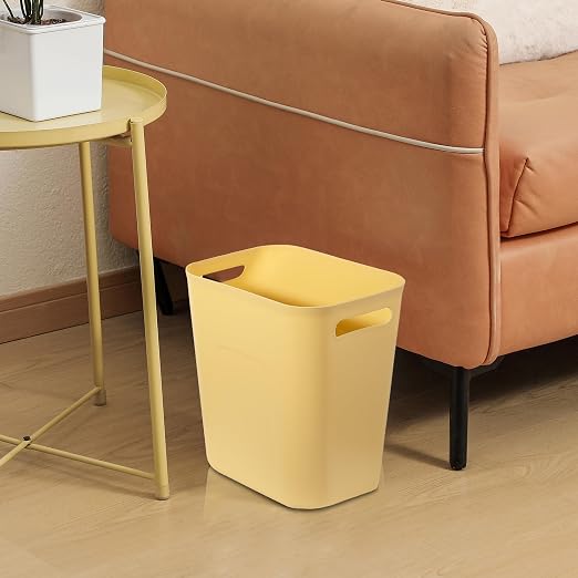 UUJOLY Plastic Small Trash Can Wastebasket, Garbage Container Basket for Bathrooms, Laundry Room, Kitchens, Offices, Kids Rooms, Dorms, 3.5 Gallon, Yellow - Image 3