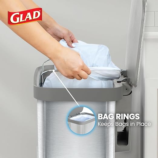 Glad Stainless Steel Step Trash Can, Series 2 with Clorox Protection - Large Metal Kitchen Garbage Bin with Soft Close Lid, Foot Pedal and Waste Bag Roll Holder, 20 Gallon - Image 6