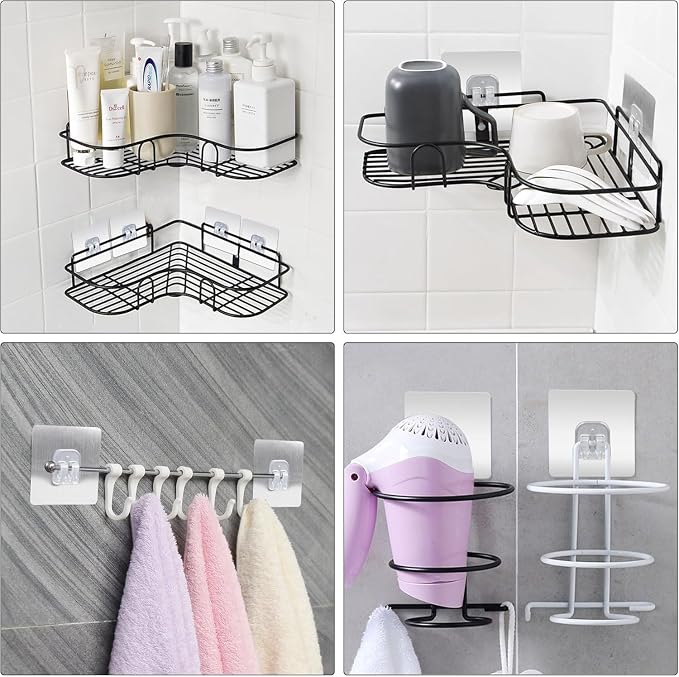 12PCS Shower Caddy Adhesive Replacement,Shower Shelves Adhesive Strip Pad Shower Organizer Sticker Replacement Bathroom Heavy Duty Strong Sticky Wall Adhesive No Drilling Strong Transparent Adhesive - Image 6