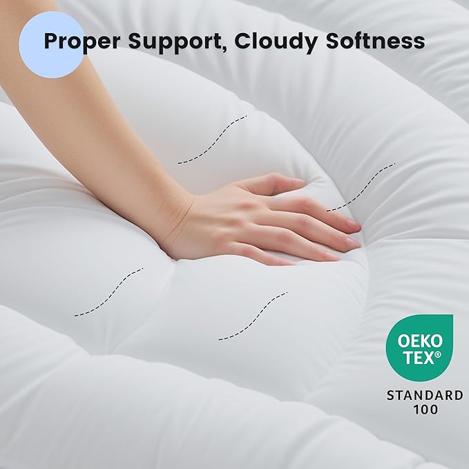 Waterproof Mattress Pad Queen, Quilted Fitted Queen Mattress Topper, Five-Layers Noiseless Mattress Protector Cover with 8"-21" Deep Pocket, Machine Washable, White, 60x80