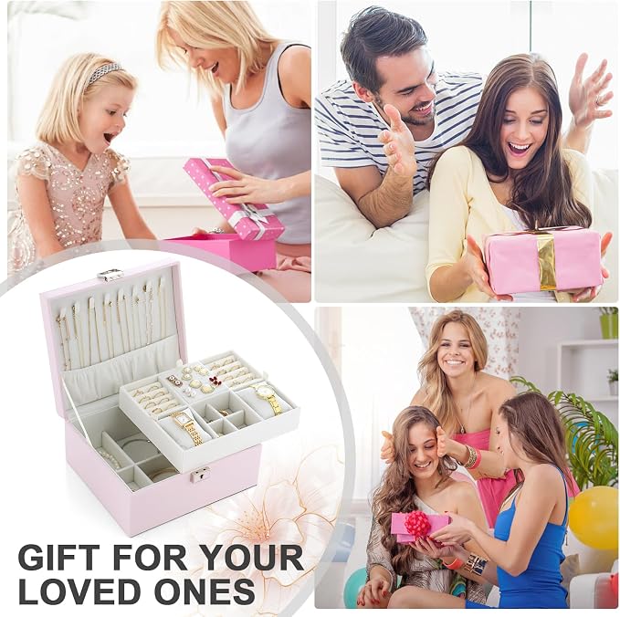 Jewelry Organizer Boxes for Women,Travel Jewelry Case, 2 Layers Removable Jewelry Box,Storage for Necklace, Bracelet, Earring,Rings,Jewelry Box Gifts for Women Girls - Image 6