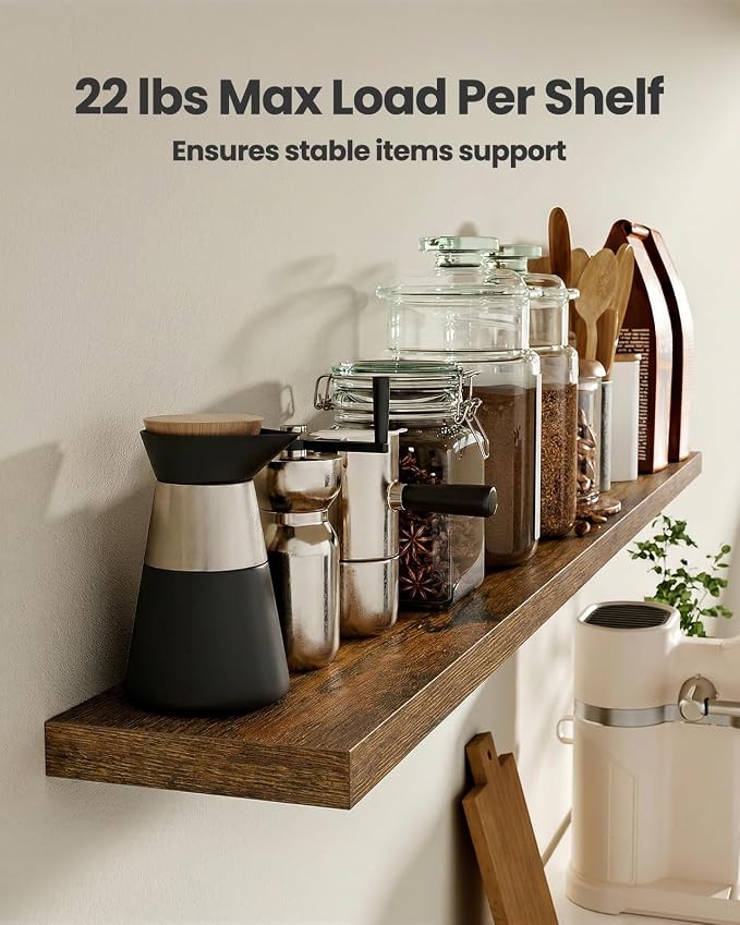 AMADA HOMEFURNISHING 23.6" L Floating Shelves, Wall Shelves Set of 3 for Bathroom/Living Room/Bedroom/Kitchen, Floating Shelves for Wall Decor with Invisible Brackets - AMFS44V, Rustic Brown - Image 5