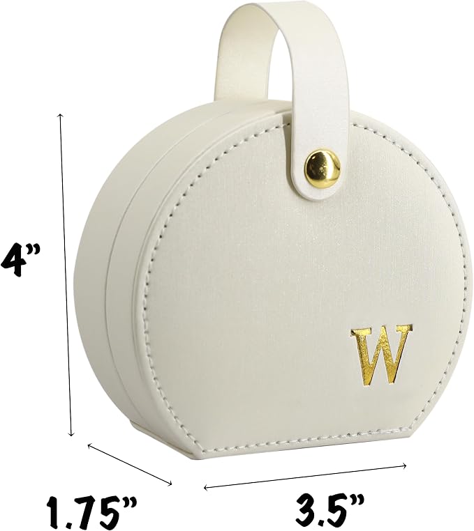 COLLECTIVE HOME - Travel Jewelry Case, Elegant Half-Moon Design with Gold Monogram, Detachable Handle, Personalized Accessory Organizer, Gift for Fashion-Forward Women and Teens (w) - Image 2