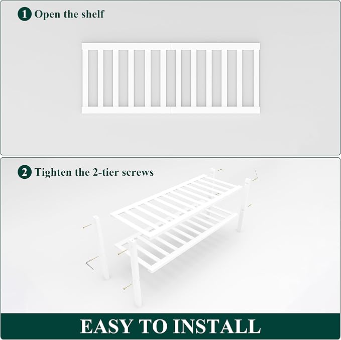 Smiry Shoe Rack, 2 Tier Bamboo Shoe Organizer, Stackable Free Standing Wooden Shoe Storage Shelf for Closet, Entryway, Front Door Entrance, White - Image 6