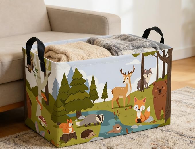 Rectangular Kids Baskets Animal Basket Cute Storage Bins Organizer Box Boys Room Decor for Home.(Green animal) - Image 4