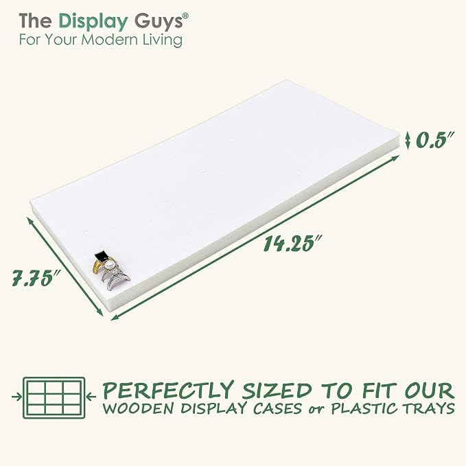 TheDisplayGuys For Your Modern Living 2-Pack 144-Ring Holders Velvet Foam Padding Jewelry Inserts - Tray/Case Liners - Retail Display, Storage (White) by The Display Guys - Image 2