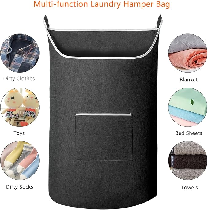 SAVERHO Black Hanging Laundry Hamper Bag, XL Door Hanging Hamper with Large Openging Laundry Hamper Storage Bag Large Size 36X22 Inch (Black) - Image 7
