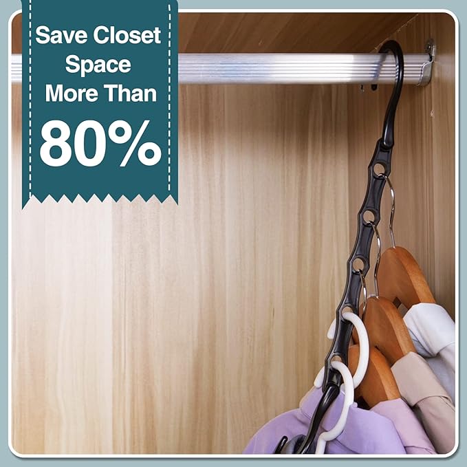 AMKUFO 12 Pack-Closet-Organizers-and-Storage, Hangers-Space-Saving-for-Closet-Organization, Clothes-Hanger-Space-Saver-for-College-Dorm-Room-Essentials, Small-Apartment-Storage - Image 5