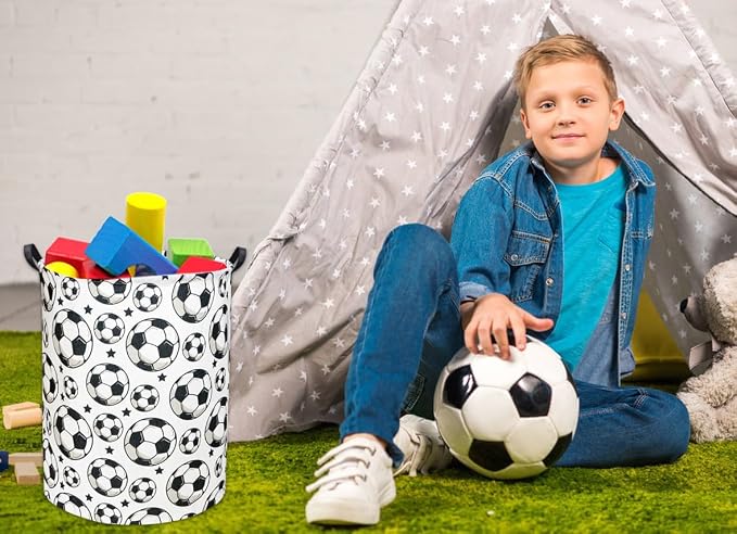 HIYAGON Kids Laundry hamper Baby Hamper for Nursery Boy and Girl Hamper Cute Kids Toys Storage Bin Organizer Soccer Room Decor for Home(Soccer) - Image 3