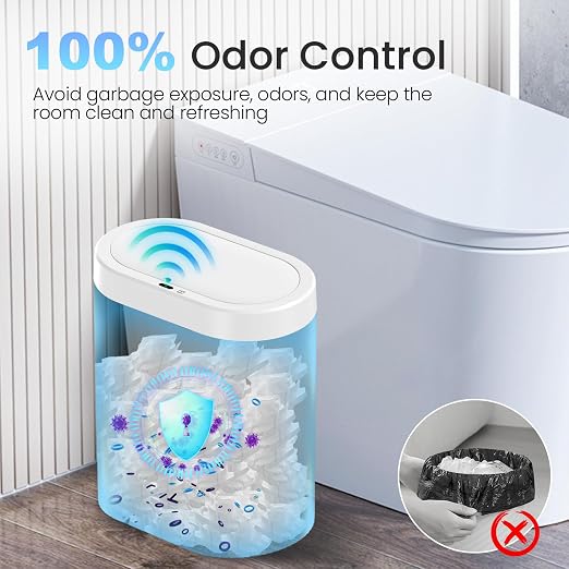 jinligogo 5 Gallon Bathroom Trash Can with Lid, Automatic Motion Sensor White Trash Can, Touchless Slim Waterproof Garbage Bin for Kitchen, Bedroom, Office, and Bathroom - Image 4