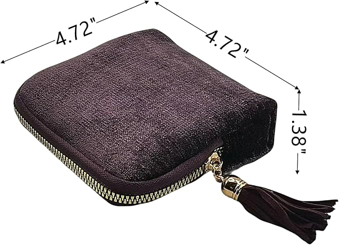 Small Travel Jewelry Case - Jewelry Travel Organizer Bag with Tassel Zipper for Bracelets, Necklaces, Bangles, Jewelry Organizer Storage Bag Gift for Women Girls - LJB001-Purple - Image 2
