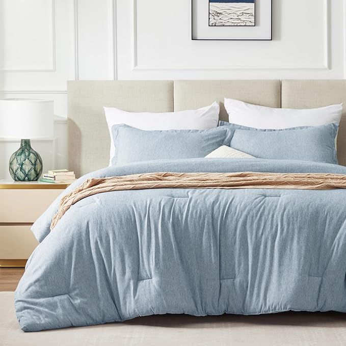 CozyLux Twin/Twin XL Comforter Set Dorm Bedding - 2 Pieces Blue Twin Extra Long Soft Luxury Cationic Dyeing Comforter for College, Breathable Lightweight Bed Sets with 1 Comforter and 1 Pillow Sham