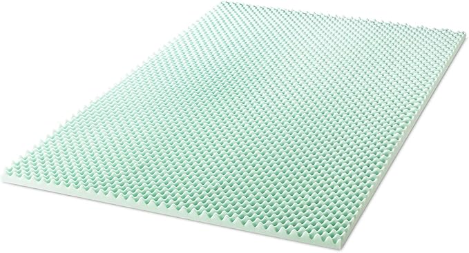 Best Price Mattress 2 Inch Egg Crate Memory Foam Mattress Topper with Calming Aloe Infusion, CertiPUR-US Certified, Full, Green