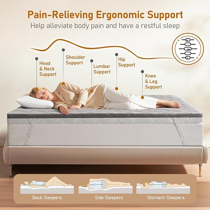 Extra Firm Mattress Topper Twin-XL: 4 Inch Dual Firmness Firm & Extra Firm Mattress Pad, High Density Support for Back Pain, Washable Anti-Slip Cooling Cover, CertiPUR-US Oeko-TEX Certified, 80x38