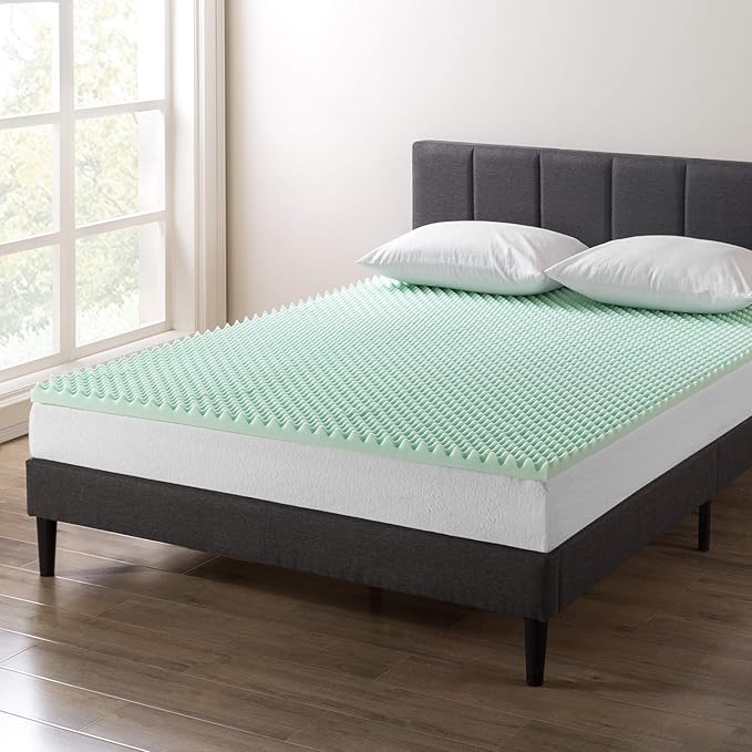 Best Price Mattress 2 Inch Egg Crate Memory Foam Mattress Topper with Calming Aloe Infusion, CertiPUR-US Certified, Full, Green