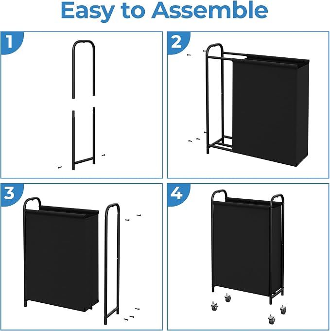 GRANNY SAYS 80L Slim Laundry Hamper with Silent Brake Wheels, Sturdy Metal Frame & Handle, Rolling Laundry Basket for Laundry Room, Bedroom, Bathroom, or RV – Great for Singles or Couples, Black - Image 8