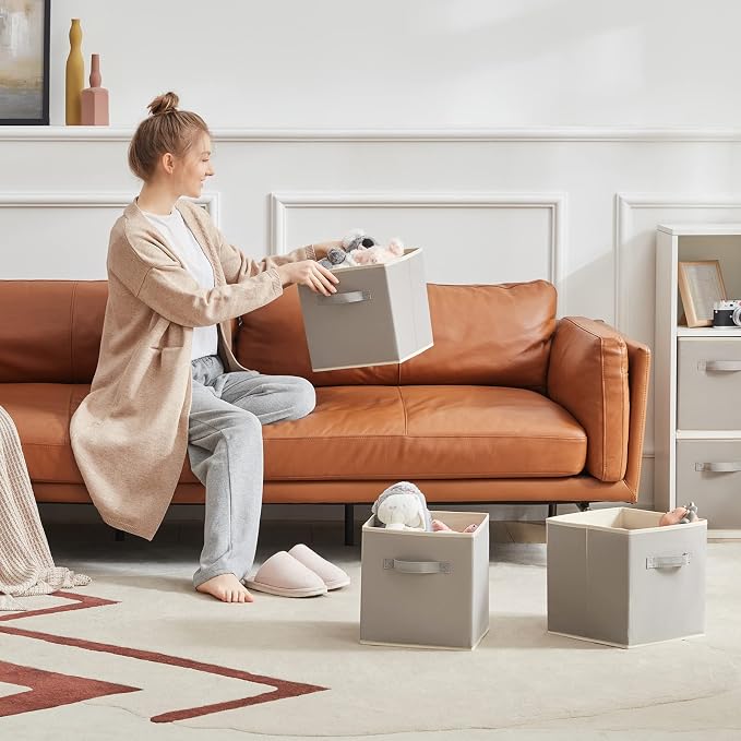 Lifewit Storage Cubes, Foldable Decorative Fabric Storage Baskets for Organizing Home Organizers with Handles for Shelves, Closet, 11 Inch Bins, 18L Light Gray, 6 Packs - Image 7