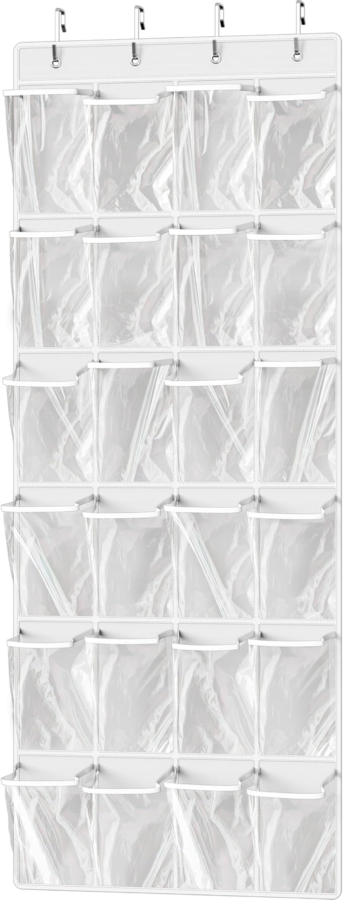 Simple Houseware 24 Pockets Large Clear Pockets Over The Door Hanging Shoe Organizer, White (56" x 22.5") by SimpleHouseware