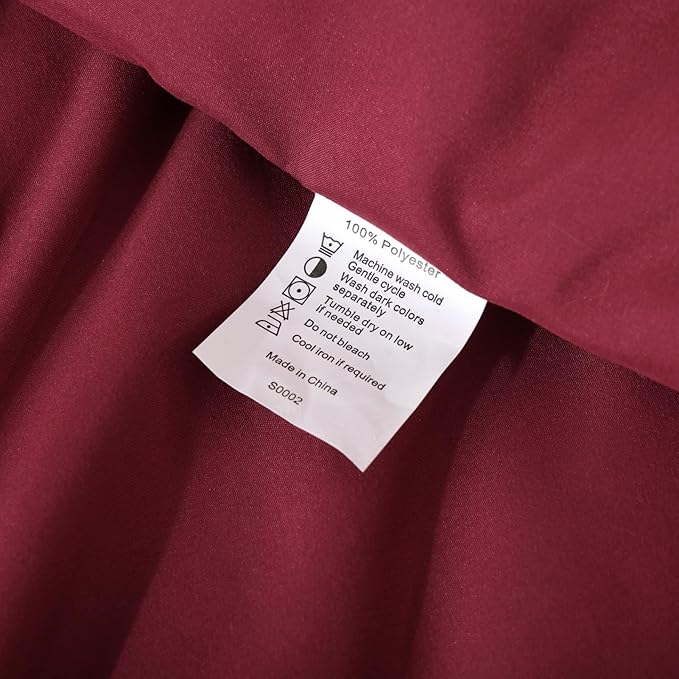 ROSGONIA California King Comforter Set Dark Red, 3pcs (1 Boho Red Cal King Comforter & 2 Pillowcases) All Season Lightweight Bedspread Bedding Blanket