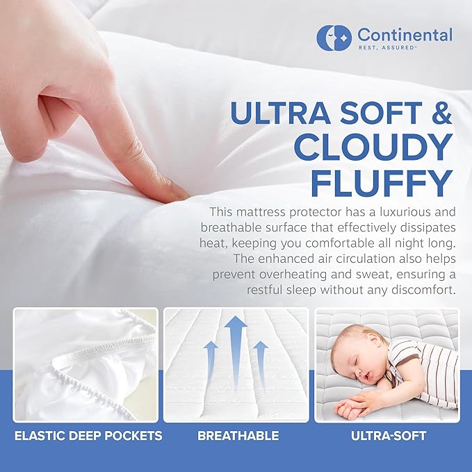 Continental Bedding Arctic Breeze Cooling Waterproof Mattress Pad Protector 18 Inch Deep Pocket