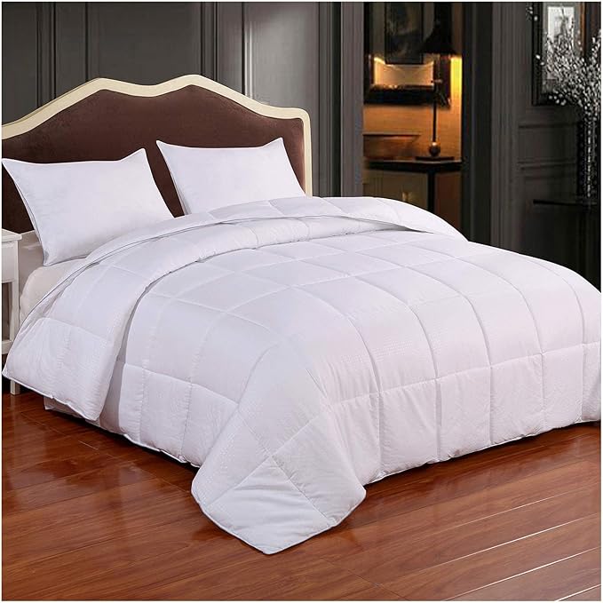Homelike Moment Comforters Queen Size - White Duvet Insert Down Alternative Bed Queen Comforter, Lightweight Bedding Comforter Full Size Quilted Soft All Season with Coner Tabs White Square Embossed