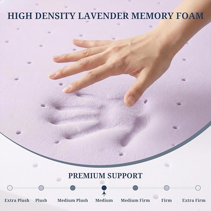 3 Inch Mattress Topper King, Gel Infused Memory Foam Mattress Topper for Pressure Relief, Breathable Bed Topper in a Box, CertiPUR-US Certified, Purple, 76"×80"