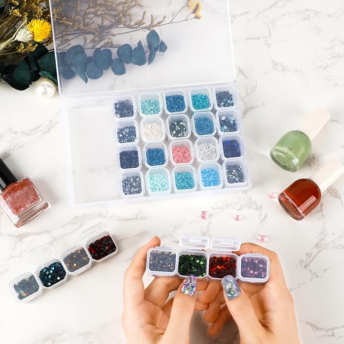 SGHUO Diamond Art Painting Bead Storage 3 Pack 28 Grids Diamond Art Accessories Boxes Plastic Organizer, Bead Organizer - Image 5