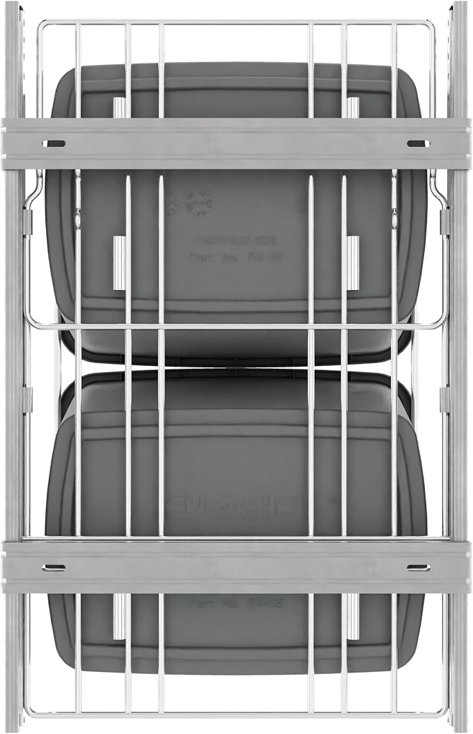 Rev-A-Shelf Double Pullout Trash Can for Kitchen Cabinets 35 Qt Garbage Recycling Bin on Full-Extension Slides, Silver, RV-18KD-17C S - Image 7