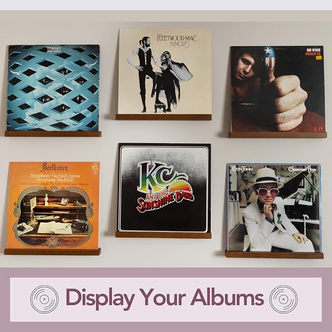 Vinyl Wall Mount Pack of 6 Pinewood Vinyl Record Holder Wall Mount with 2 Mounting Options Vinyl Shelf Walnut Stain Finish Vinyl Record Display - Vinyl Record Shelf - Vinyl Record Wall Mount - Image 3