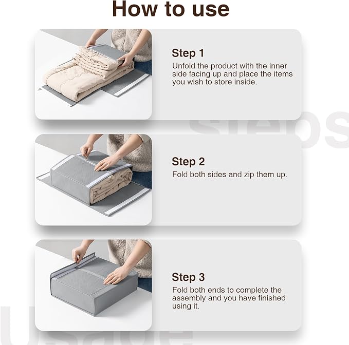 DIMJ Bed Sheet Organizers and Storage 6 Pack - Foldable Sheet Holder, Linen Closet Organizer Box for Sheets Set, Bedding, Blankets, Towel (King & Queen Size), Grey - Image 5