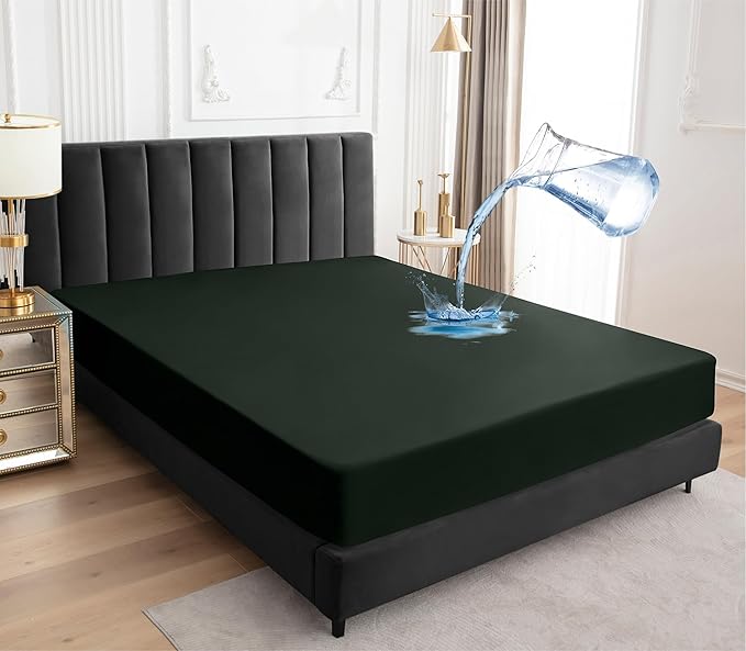 Sufdari Full Size Mattress Protector,Waterproof Mattress Protector,Fitted Sheet Style Mattress Cover with 18" Deep Pocket,Washable and Comfortable-Green,Full