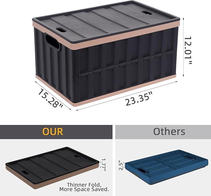 Citylife 64L Collapsible Storage Bins with Lids Plastic Storage Containers for Organizing Stackable Storage Box Large Heavy Duty Utility Crates, 2 Packs - Image 2