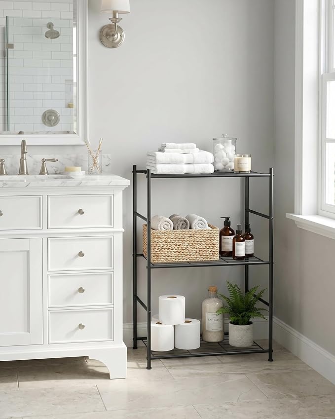 Sakugi 3-Tier Metal Storage Shelves - Space-Saving Shelf Organizer for Small Spaces, Compact Shelving Unit with Adjustable Feet for Kitchen, Garage, Laundry Room (17.7" x 12.5" x 30.1", Black) - Image 6