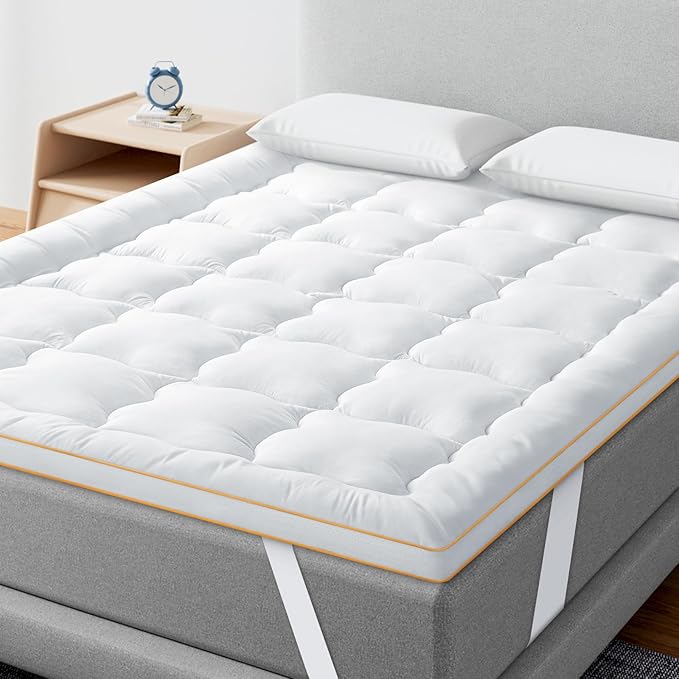 Maxzzz Queen Mattress Topper, Extra Thick Mattress Pad Cover for Back Pain, Mattress Protector for 8-21 Inch Mattress, 1200GSM Down Alternative, 60 * 80 Inches.