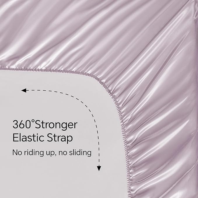 BEDELITE Satin Sheets Full Size Bed Set, Luxury Soft Lavender Silky Sheets for Hair and Skin, Similar to Silk Bed Sheets Set 4 Pieces with 1 Deep Pocket Fitted Sheet, 1 Flat Sheet, and 2 Pillowcases